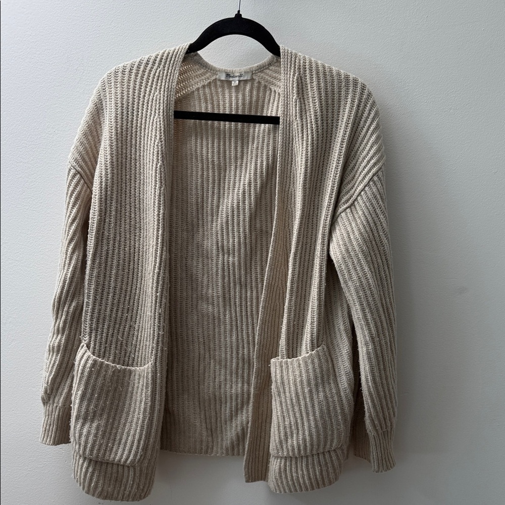 Madewell Cream Open-Front Cardigan
